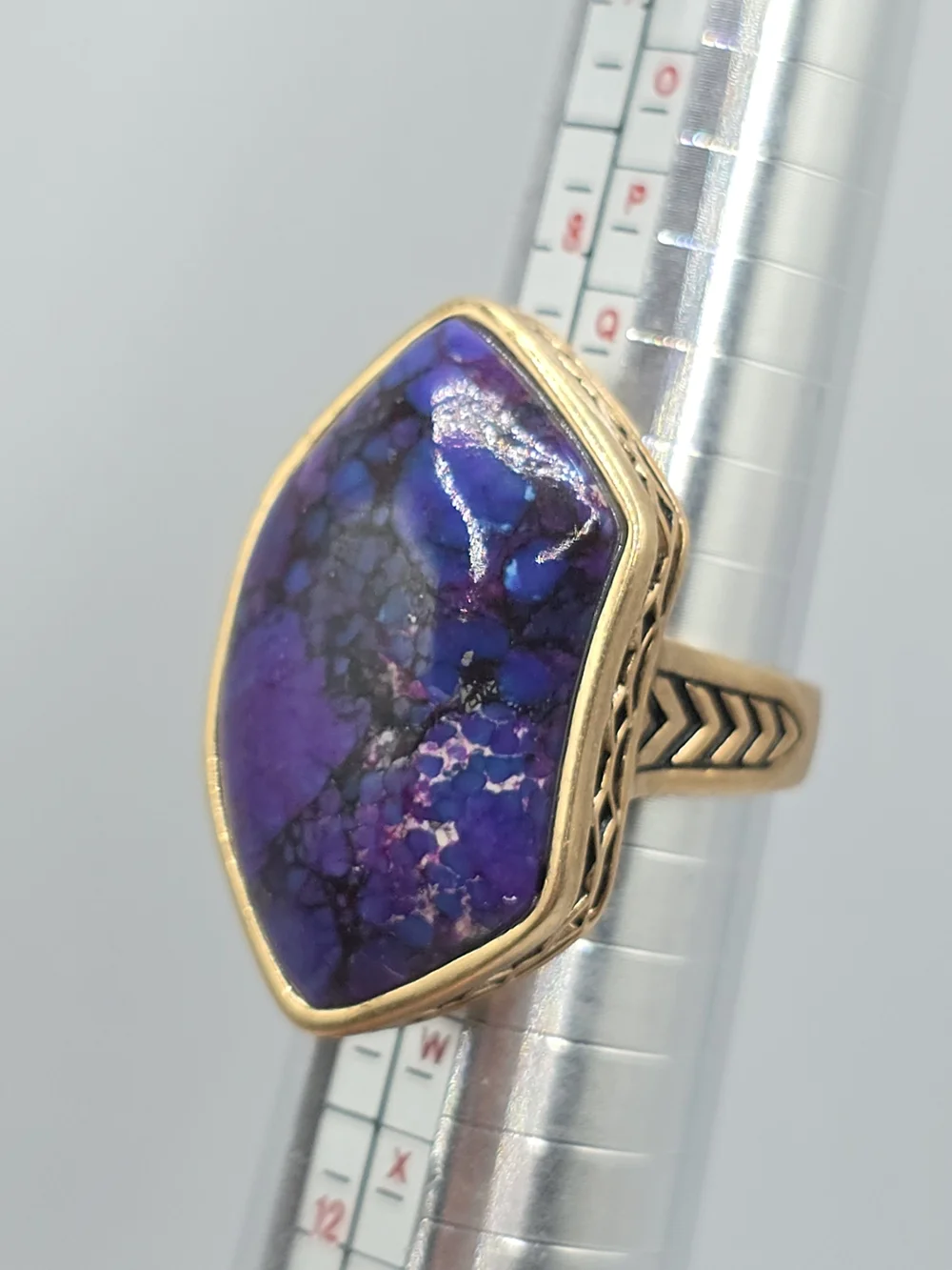 Barse Purple Turquoise Ring Bronze Color Enhanced Statement Size 9.75 - Picture 1 of 11